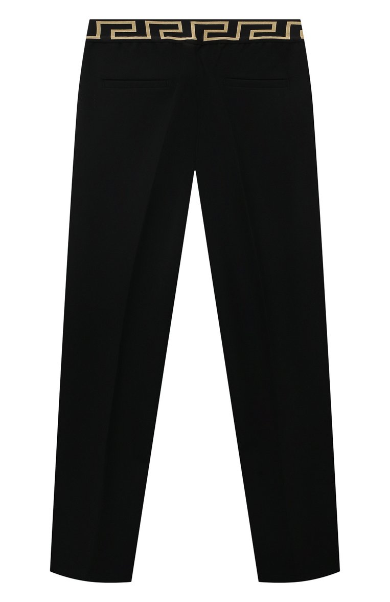 Детские брюки VERSACE черного цвета, арт. 1011367/1A03401/8A-14A | Фото 2 (Материал внешний: Синтетический материал; Нос: Не проставлено; Стили: Классический; Ростовка одежда: 16 лет | 164 см, 8 лет | 128 см, 12 лет | 152 см, 10 - 11 лет | 140 - 146см)
