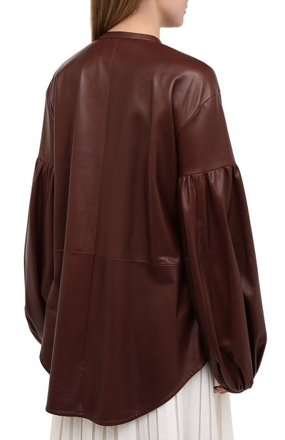Кожаная рубашка JIL SANDER темно-коричневого цвета по цене 399500 руб., арт. JSWR656075-WRL01011, фото 4 Кожаная рубашка JIL SANDER, арт. JSWR656075-WRL01011, фото 4