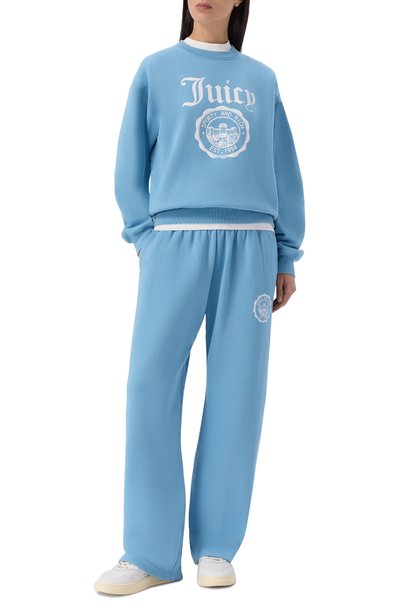 Женский хлопковый свитшот sporty &amp; rich x juicy couture SPORTY AND RICH, арт. ST098716691BL50/JUICY EMBLEM CREWNECK