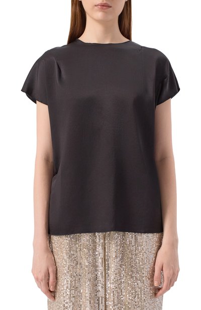 Атласный топ NOBLE&BRULEE черного цвета по цене 38000 руб., арт. NB125/180625/03, фото 3 Атласный топ NOBLE&BRULEE, арт. NB125/180625/03, фото 3