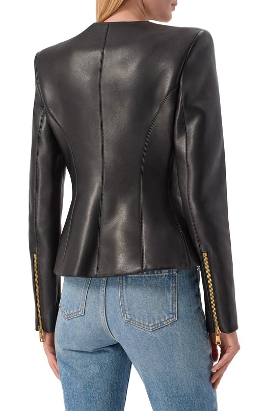 Кожаная куртка Balmain FF0SK691/LC62 Чёрный  FF0SK691/LC62 Фото 4