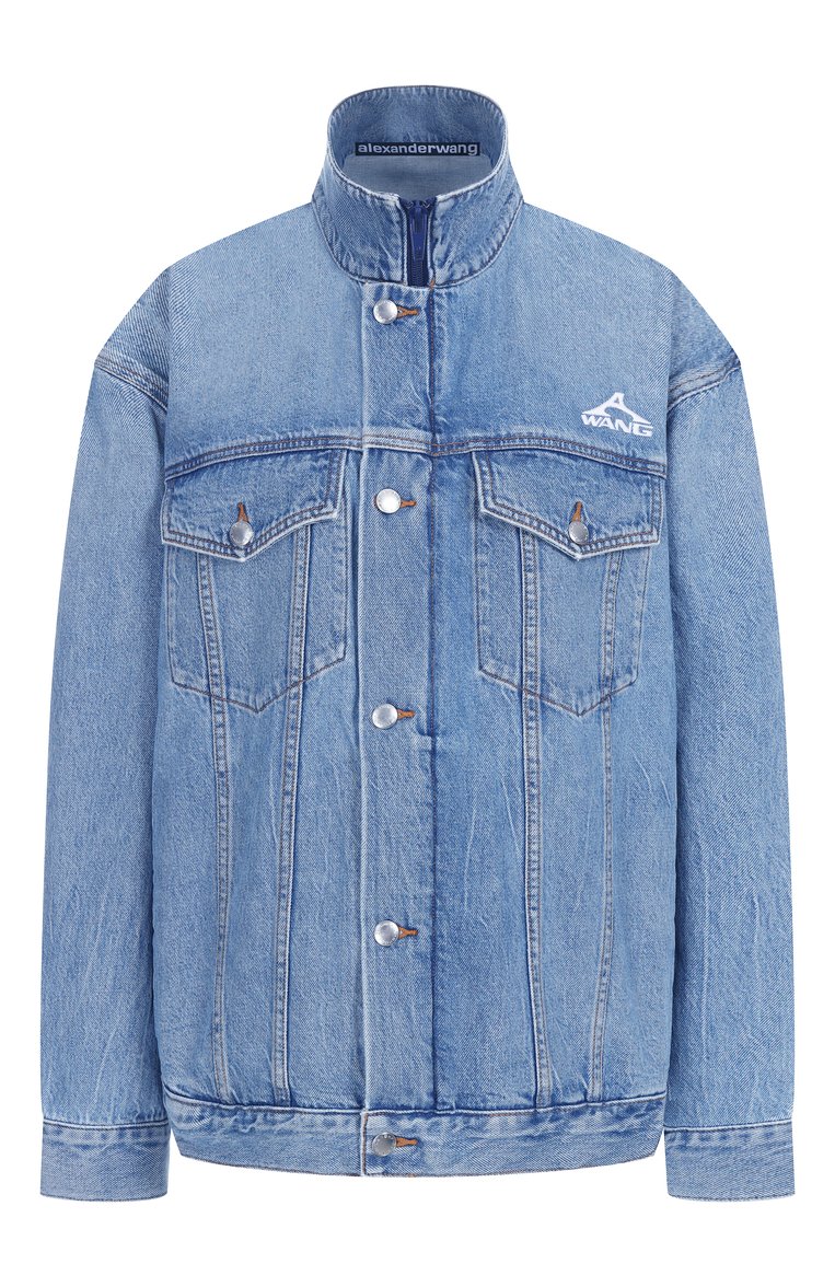 Женская джинсовая куртка ALEXANDER WANG голубого цвета, арт. 4DC2252662 | Фото 1 (Длина (верхняя одежда): Короткие; Рукава: Длинные; Материал внешний: Хлопок, Деним; Кросс-КТ: Легкие, Куртка, Деним; Стили: Кэжуэл; Автоматизация состава: Проставлено; Автоматизация ТО: Проставлено)