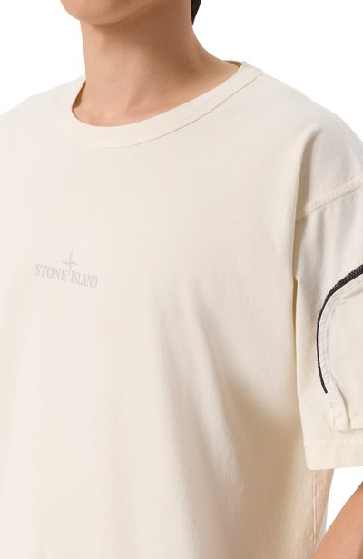 Хлопковая футболка STONE ISLAND кремового цвета по цене 26300 руб., арт. K1S152100004/S0115, фото 5 Хлопковая футболка STONE ISLAND, арт. K1S152100004/S0115, фото 5