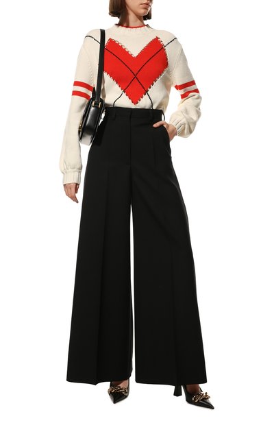 Хлопковый свитер MSGM молочного цвета по цене 34200 руб., арт. 3241MDM123 227284, фото 2 Хлопковый свитер MSGM, арт. 3241MDM123 227284, фото 2