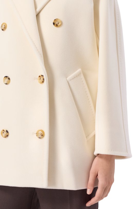 Полупальто из шерсти и кашемира Max Mara REBUS Кремовый  REBUS Фото 5