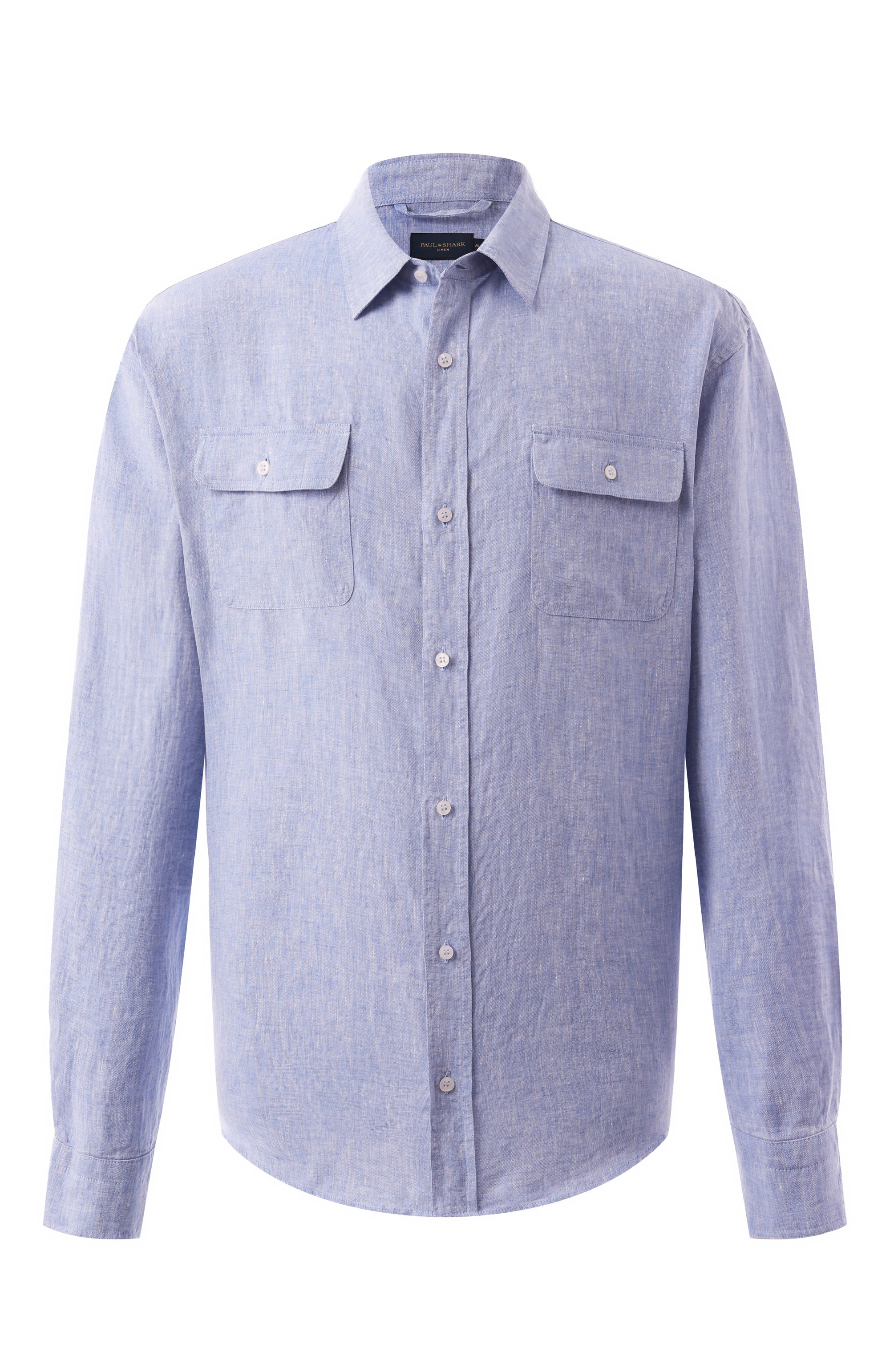 Льняная рубашка PAUL&SHARK голубого цвета по цене 43850 руб., арт. 25413252/M, фото 1 Льняная рубашка PAUL&SHARK, арт. 25413252/M, фото 1