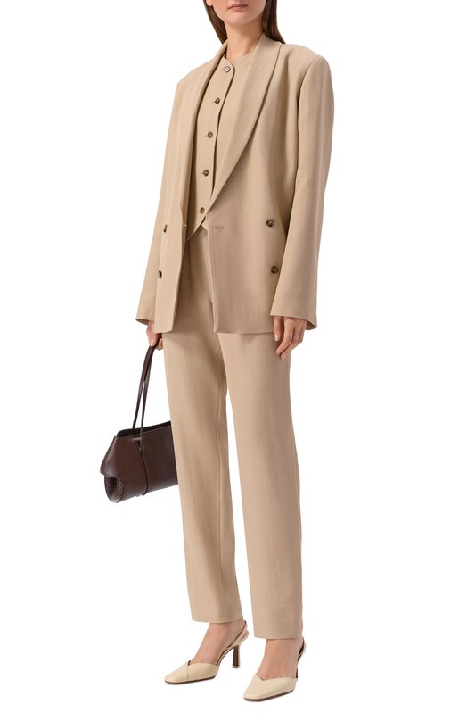 Брюки из вискозы и шерсти Loulou de Saison SC0T Бежевый  SC0T Фото 2