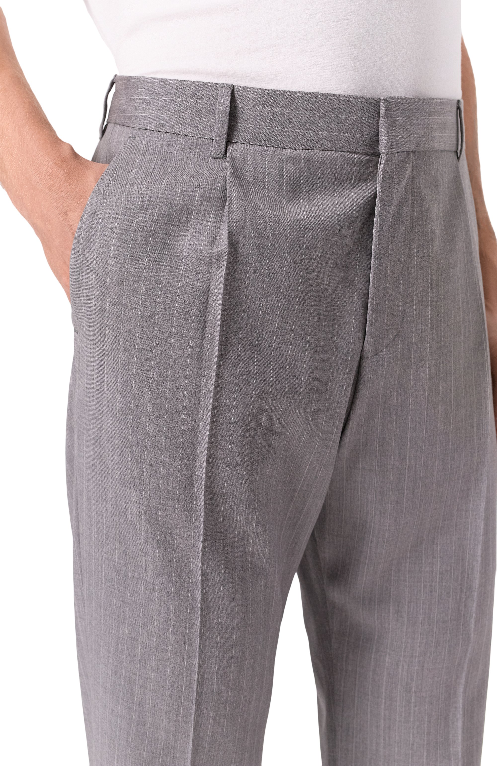 Шерстяные брюки BOSS серого цвета по цене 37300 руб., арт. 50534969, фото 5 Шерстяные брюки BOSS, арт. 50534969, фото 5