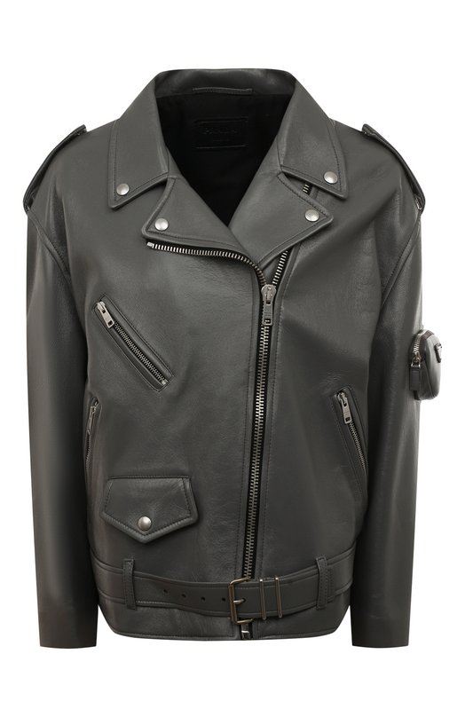Кожаная куртка Prada 58A081-1ZFE-F0K44 Серый 58A081-1ZFE-F0K44