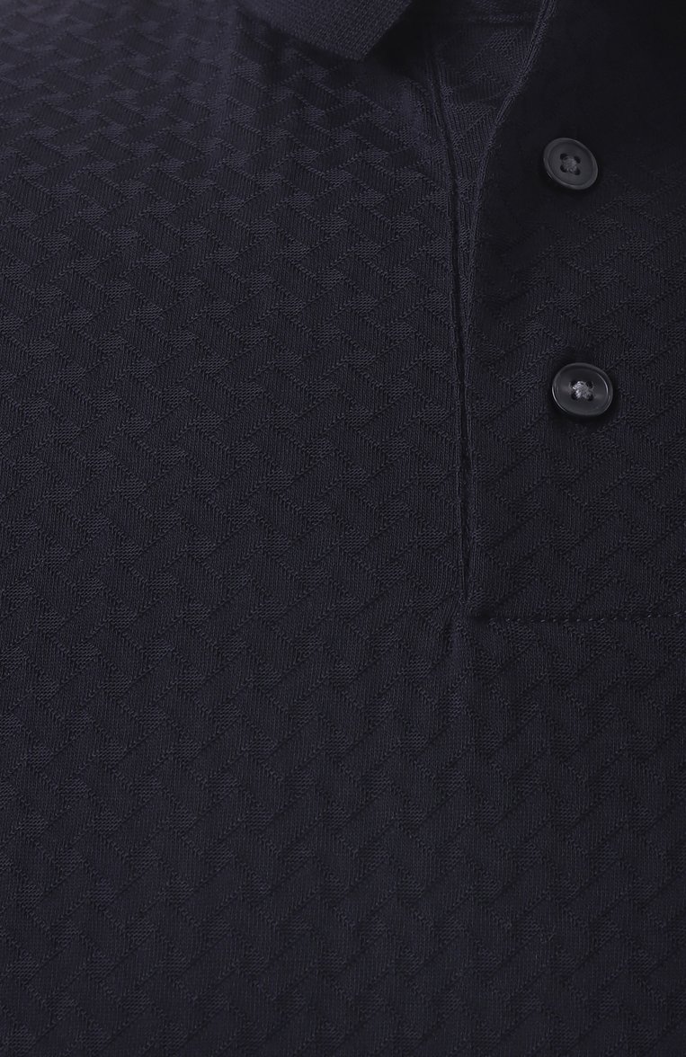 Мужское хлопковое поло EMPORIO ARMANI темно-синего цвета, арт. EM001295/AF10762 | Фото 6 (Рукава: Короткие; Длина (для топов): Стандартные; Материал внешний: Хлопок; Принт: Без принта; Застежка: Пуговицы; Стили: Кэжуэл; Кросс-КТ: Джерси; Мужское Кросс-КТ: Футболка-одежда)