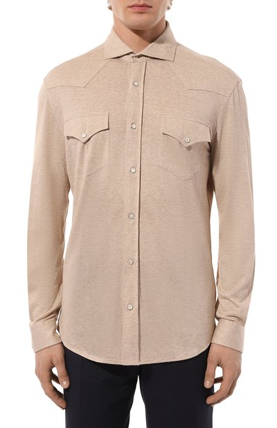 Рубашка изо льна и хлопка BRUNELLO CUCINELLI, арт. MW835B2289, фото 3