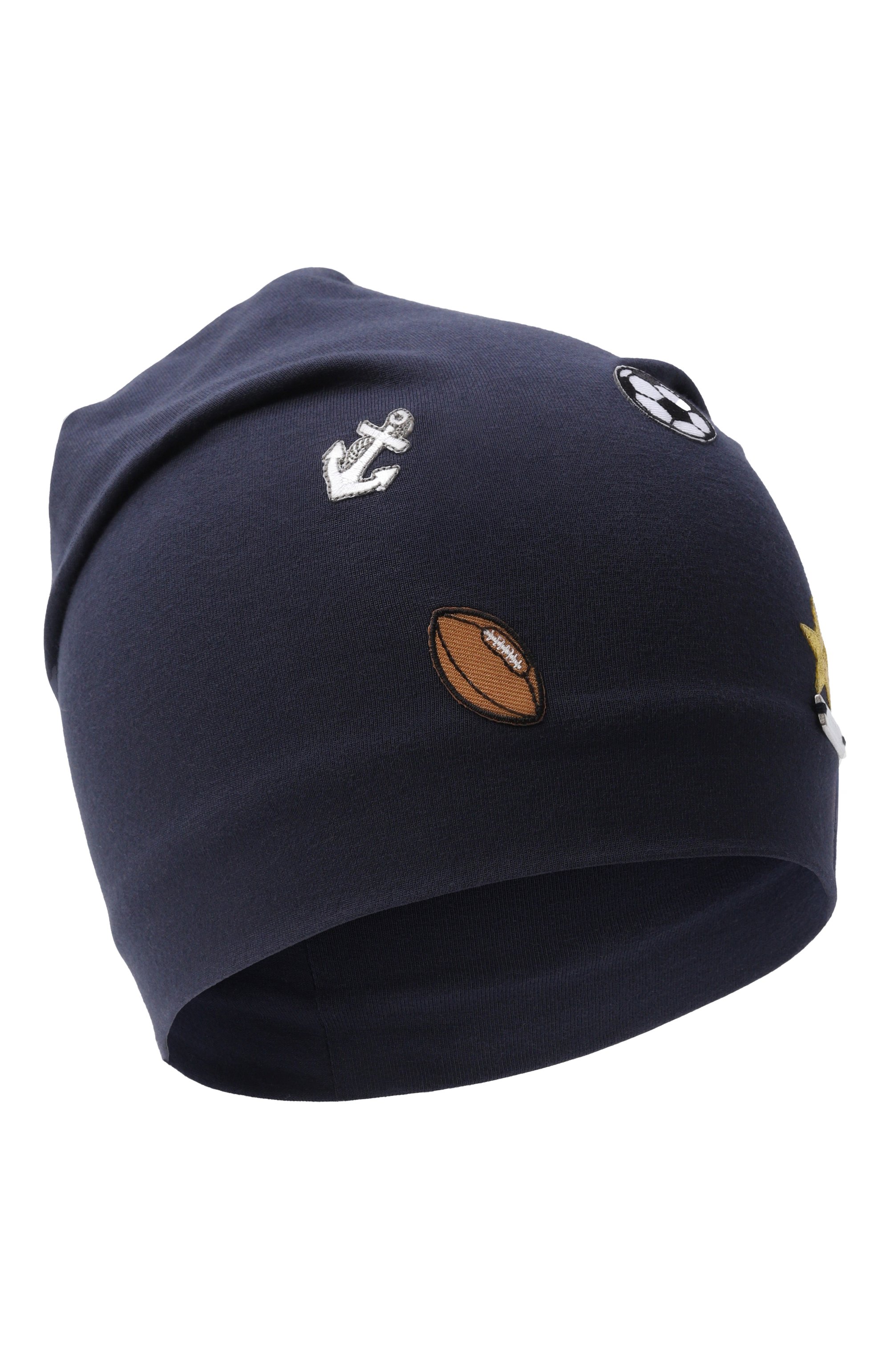 Хлопковая шапка IL TRENINO темно-синего цвета по цене 6960 руб., арт. FB-6304, фото 1 Хлопковая шапка IL TRENINO, арт. FB-6304, фото 1