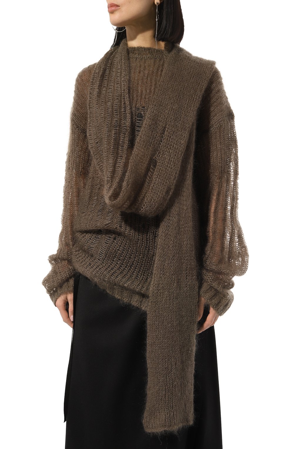 Шарф из �шерсти и шелка ANN DEMEULEMEESTER, арт. 2402-U-SC08-KN044-099, фото 3