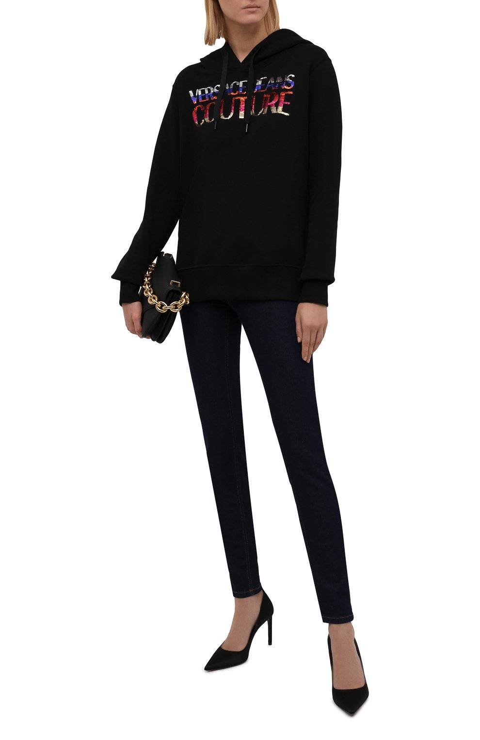 Хлопковое худи VERSACE JEANS COUTURE, арт. 71HAIG02-71DP308 R 4 L0G0 SEQUINS/CF00G, фото 2