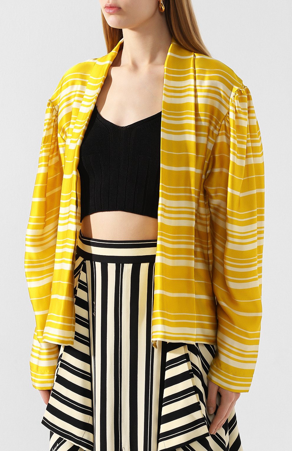 Блузка из смеси вискозы и шелка DRIES VAN NOTEN желтого цвета по цене 72650 руб., арт. 201-10784-9408, фото 3 Блузка из смеси вискозы и шелка DRIES VAN NOTEN, арт. 201-10784-9408, фото 3