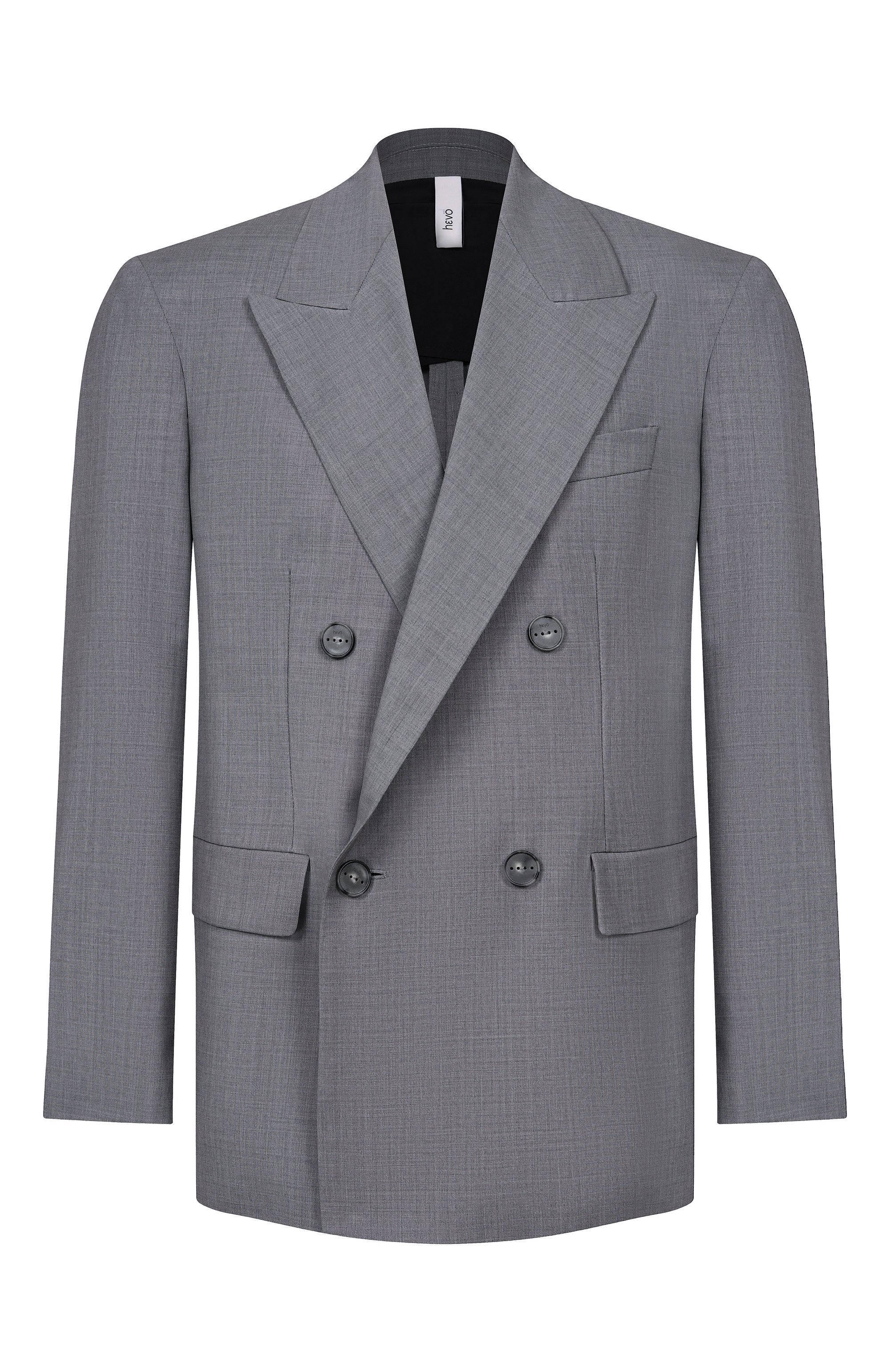 Шерстяной пиджак HEVO серого цвета по цене 76450 руб., арт. R0DIS/L755, фото 1 Шерстяной пиджак HEVO, арт. R0DIS/L755, фото 1