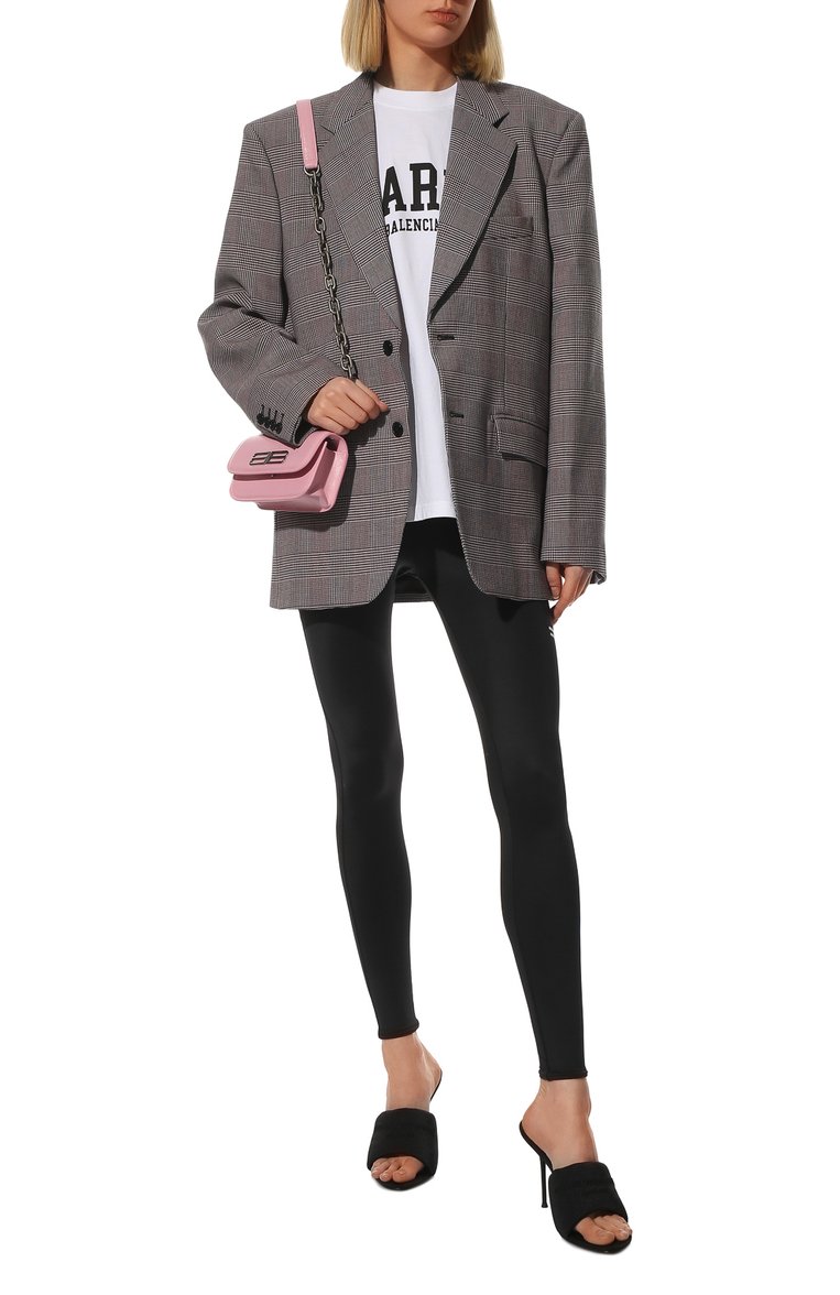 Женские легинсы BALENCIAGA черного цвета, арт. 675333/TKV12 | Фото 2 (Длина (брюки, джинсы): Стандартные; Материал внешний: Синтетический материал; Женское Кросс-КТ: Леггинсы-одежда; Стили: Гламурный)