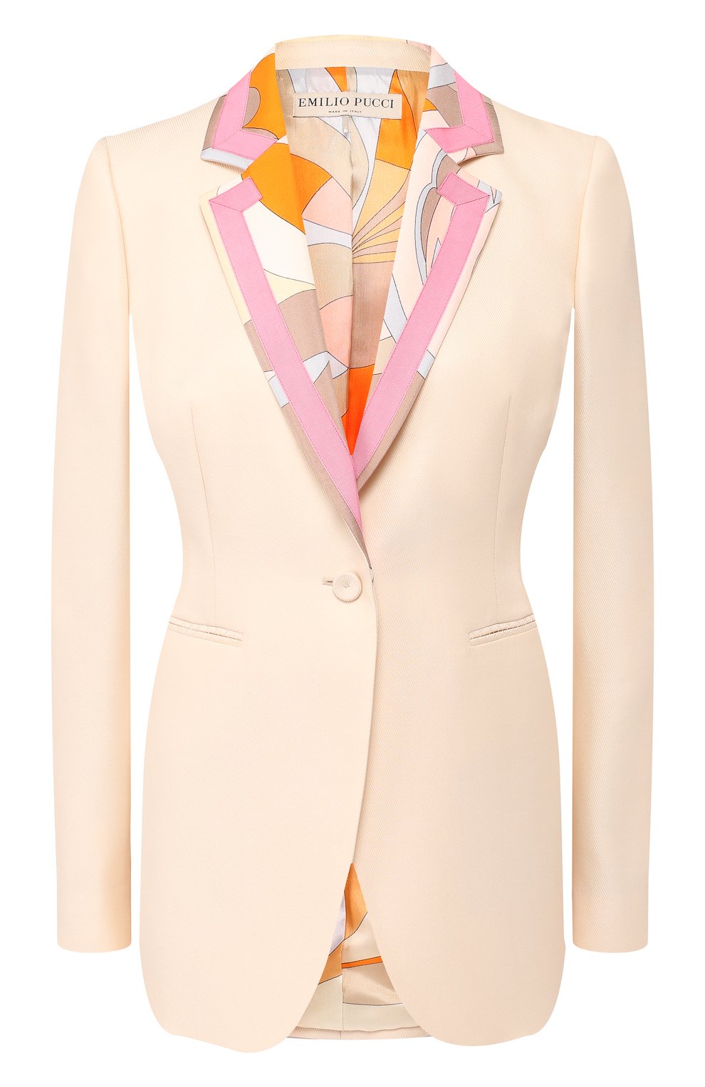 Жакет из смеси шерсти и шелка EMILIO PUCCI бежевого цвета по цене 161500 руб., арт. 9ERB28/9E607, фото 1 Жакет из смеси шерсти и шелка EMILIO PUCCI, арт. 9ERB28/9E607, фото 1