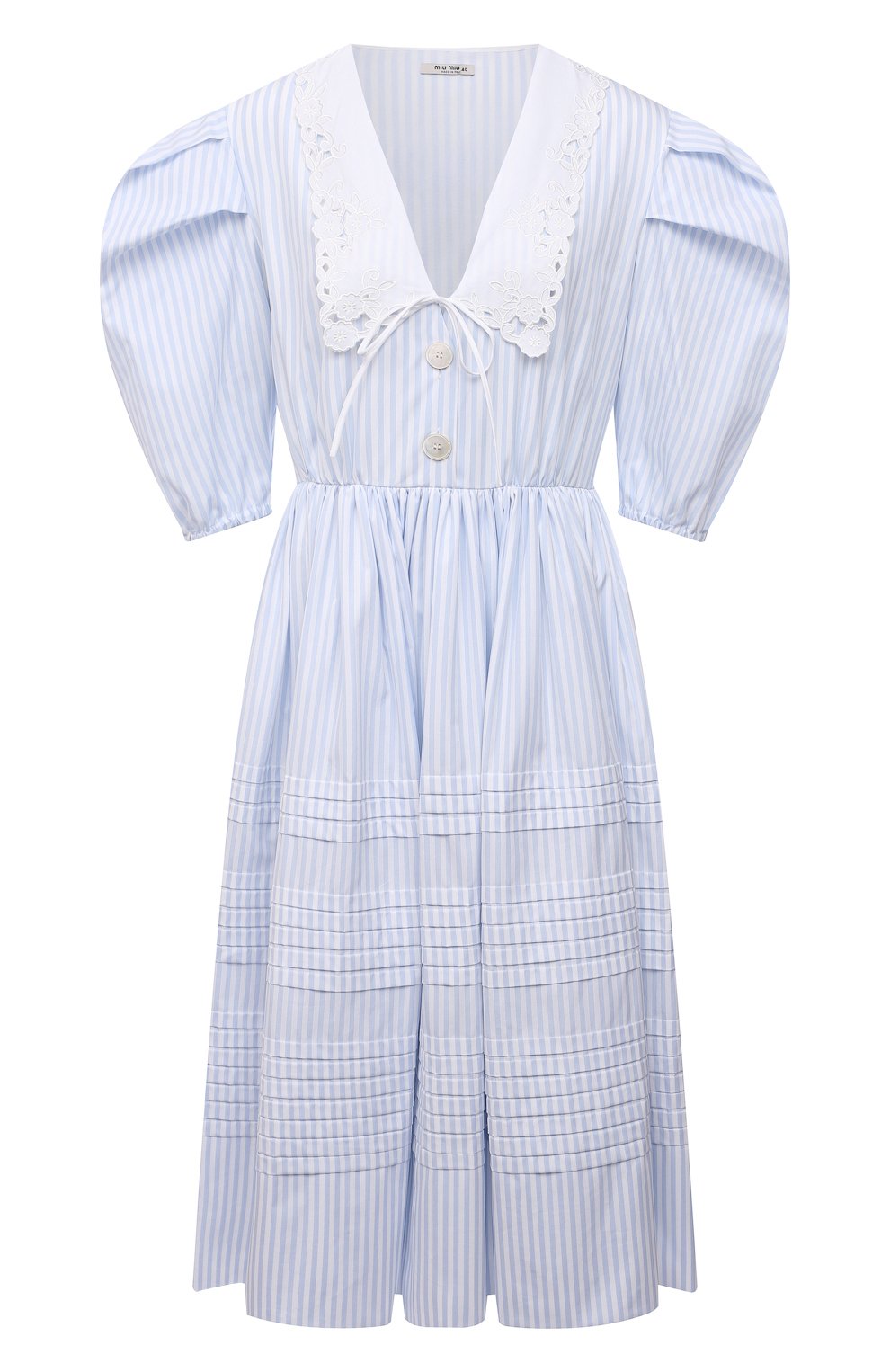 Хлопковое платье MIU MIU голубого цвета по цене 340000 руб., арт. MF4341-Z58-F0M10, фото 1 Хлопковое платье MIU MIU, арт. MF4341-Z58-F0M10, фото 1