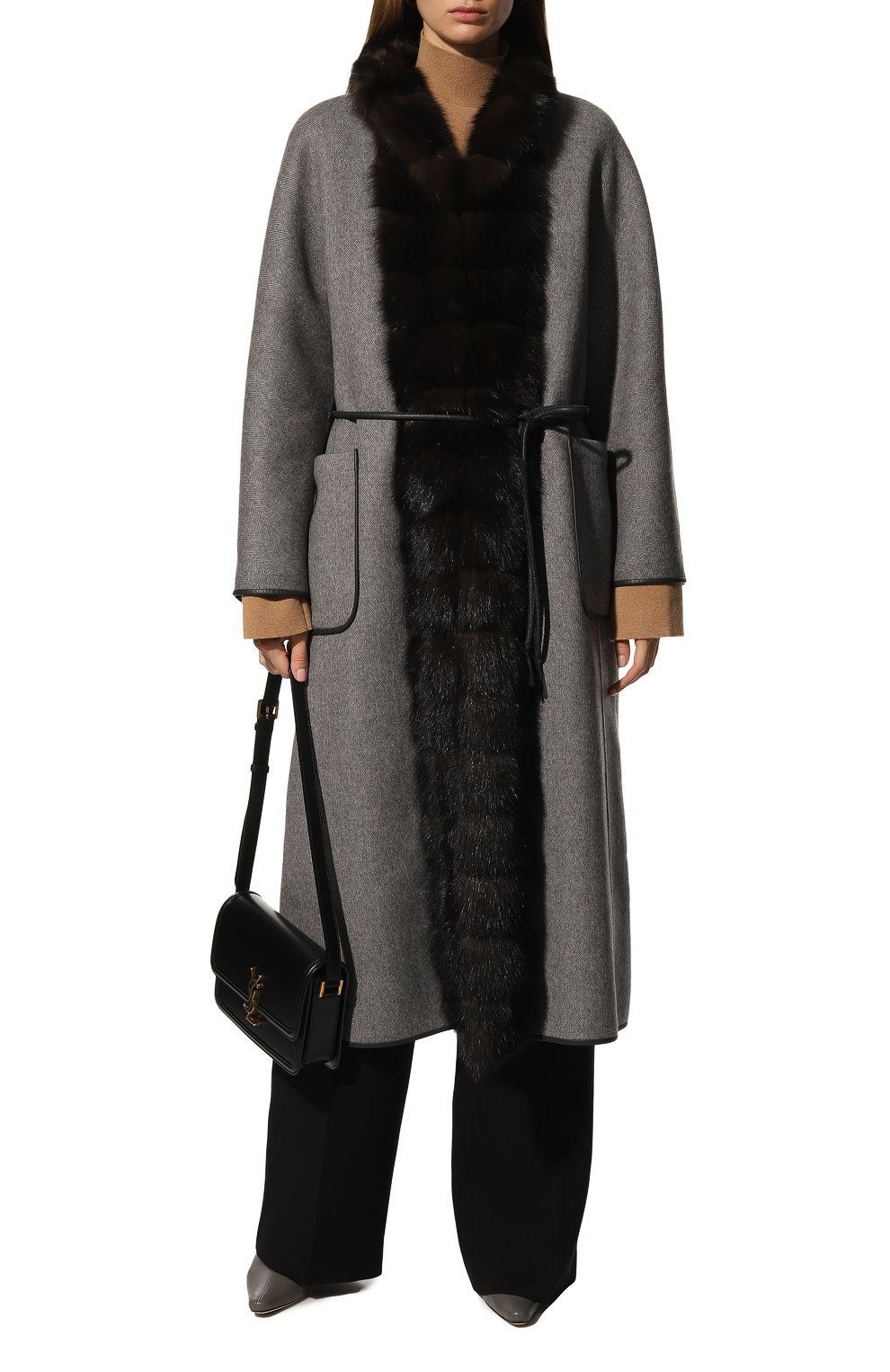 Кашемировое пальто с отделкой из меха соболя SABLEFUR, арт. 72213-SB-03, фото 2