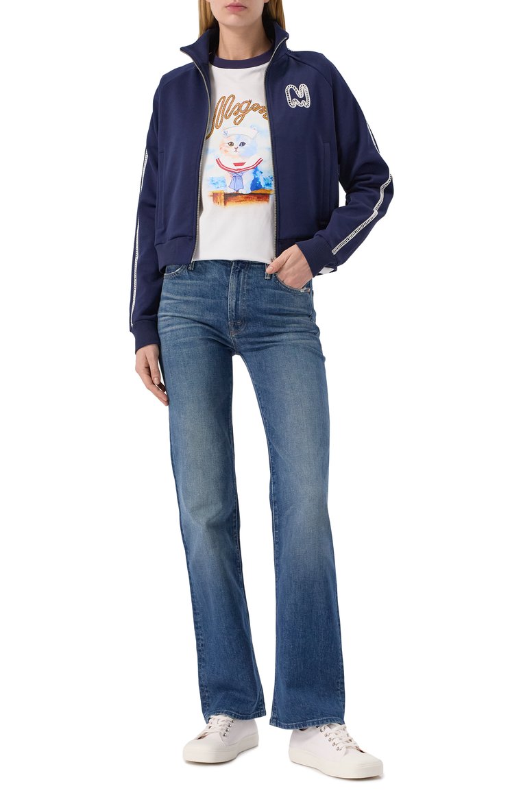 Женский хлопковая толстовка MSGM синего цвета, арт. 3841MDM136/257267 | Фото 2 (Драгоценные камни: Проставлено; Рукава: Дл�инные; Длина (для топов): Стандартные; Материал сплава: Проставлено; Женское Кросс-КТ: Кардиган-одежда; Стили: Спорт-шик; Материал внешний: Хлопок, Синтетический материал)