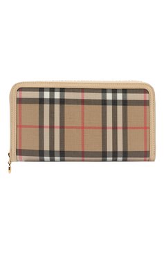 Женские кошелек BURBERRY бежевого цвета, арт. 8021729 | Фото 1 (Материал: Текстиль, Синтетический материал; Материал сплава: Проставлено; Нос: Не проставлено; Застежка: Молния)