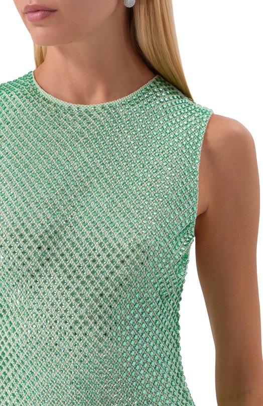 Платье с отделкой стразами self-portrait PF25101MG Зелёный  PF25101MG Фото 4