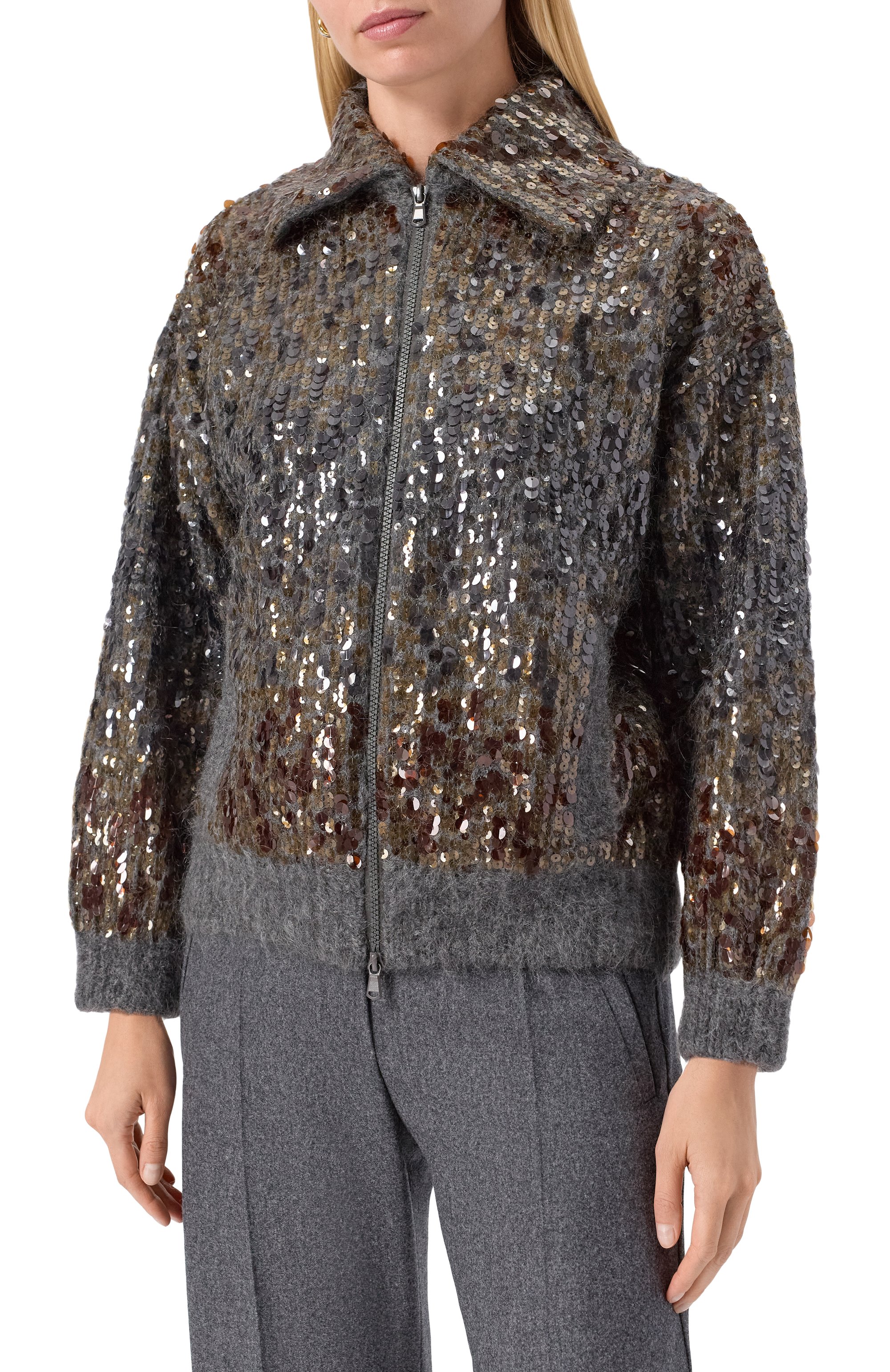 Шерстяной кардиган с отделкой пайетками BRUNELLO CUCINELLI, арт. M1U375916P, фото 3