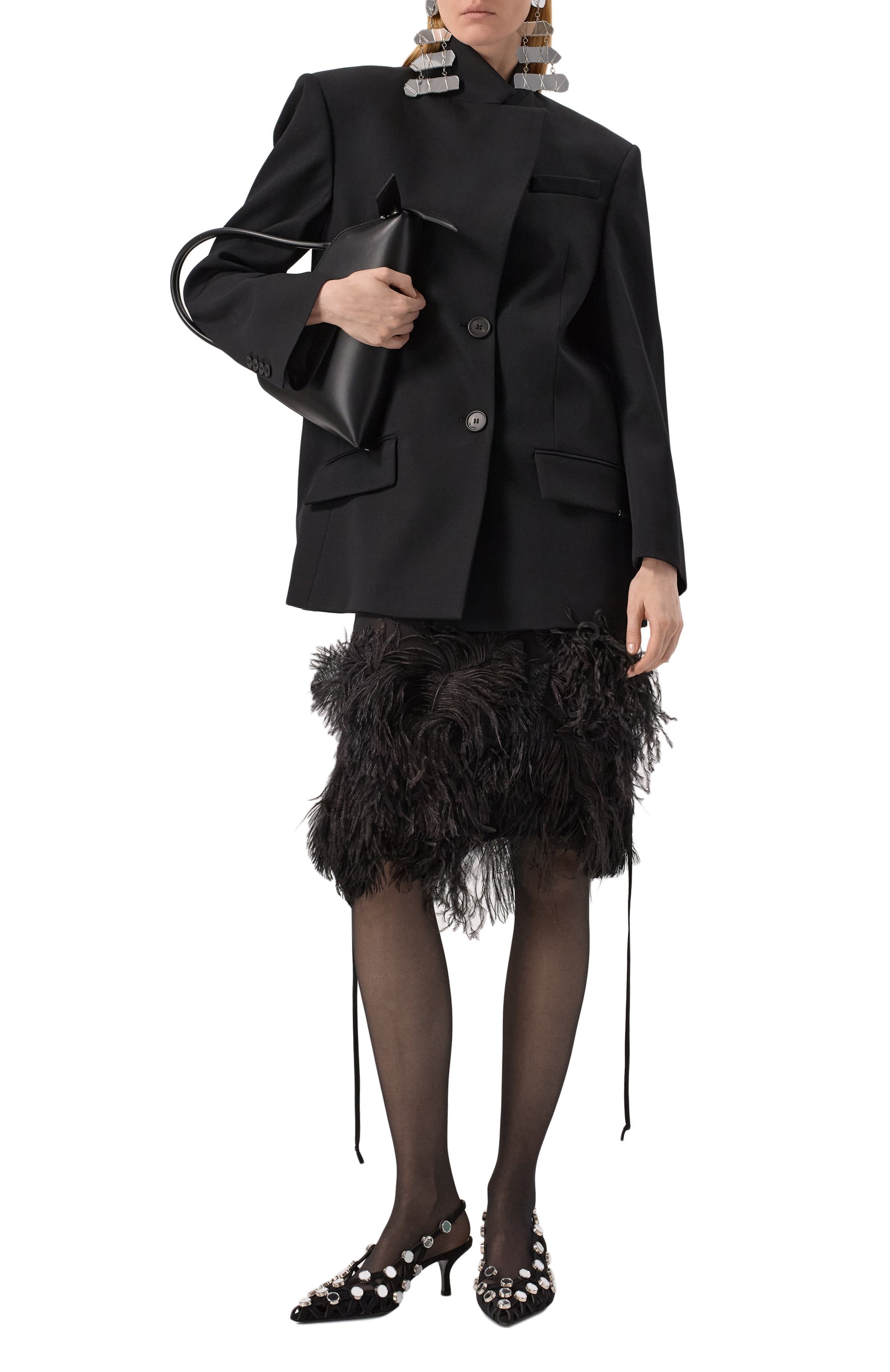 Юбка с отделкой перьями страуса THE ATTICO, арт. 250WCS00264/PAA085RA, фото 2