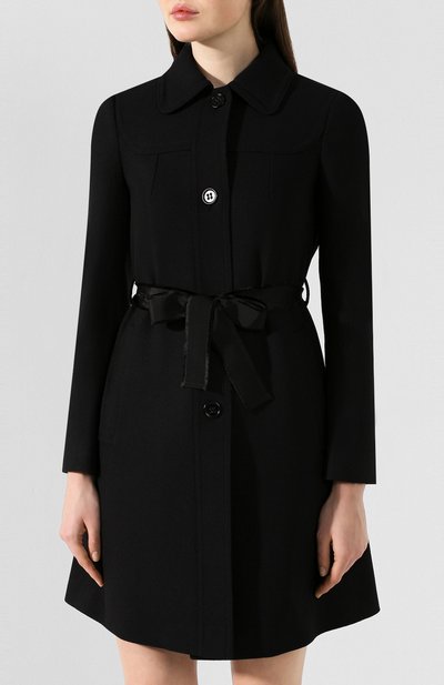 Пальто с поясом REDVALENTINO черного цвета по цене 62600 руб., арт. TR3CAB50/38S, фото 3 Пальто с поясом REDVALENTINO, арт. TR3CAB50/38S, фото 3