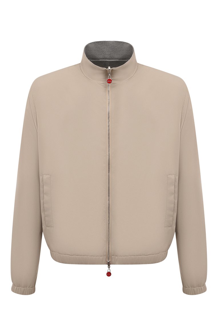 Мужской двусторон�ний бомбер KITON бежевого цвета, арт. UWH1731V0834C_SET | Фото 1 (Длина (верхняя одежда): Короткие; Рукава: Длинные; Материал внешний: Синтетический материал; Принт: Без принта; Кросс-КТ: бомбер, Легкие; Стили: Кэжуэл; Автоматизация ТО: Проставлено; Автоматизация состава: Проставлено; Детали: Без декора)
