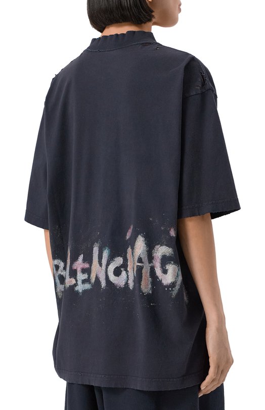 Хлопковая футболка Balenciaga 764235/TSVD5 Синий  764235/TSVD5 Фото 4
