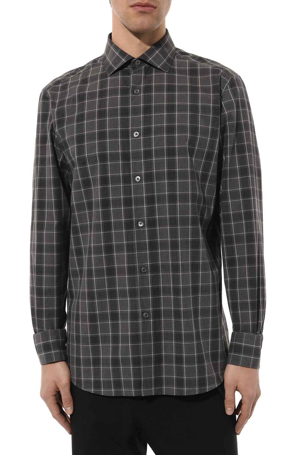 Хлопковая рубашка ZEGNA темно-серого цвета по цене 49950 руб., арт. UCX21A6/SRF5, фото 3 Хлопковая рубашка ZEGNA, арт. UCX21A6/SRF5, фото 3