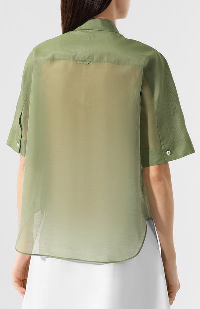 Рубашка из смеси хлопка и шелка JIL SANDER NAVY зеленого цвета по цене 32300 руб., арт. JNWM6008A/JM2550, фото 4 Рубашка из смеси хлопка и шелка JIL SANDER NAVY, арт. JNWM6008A/JM2550, фото 4