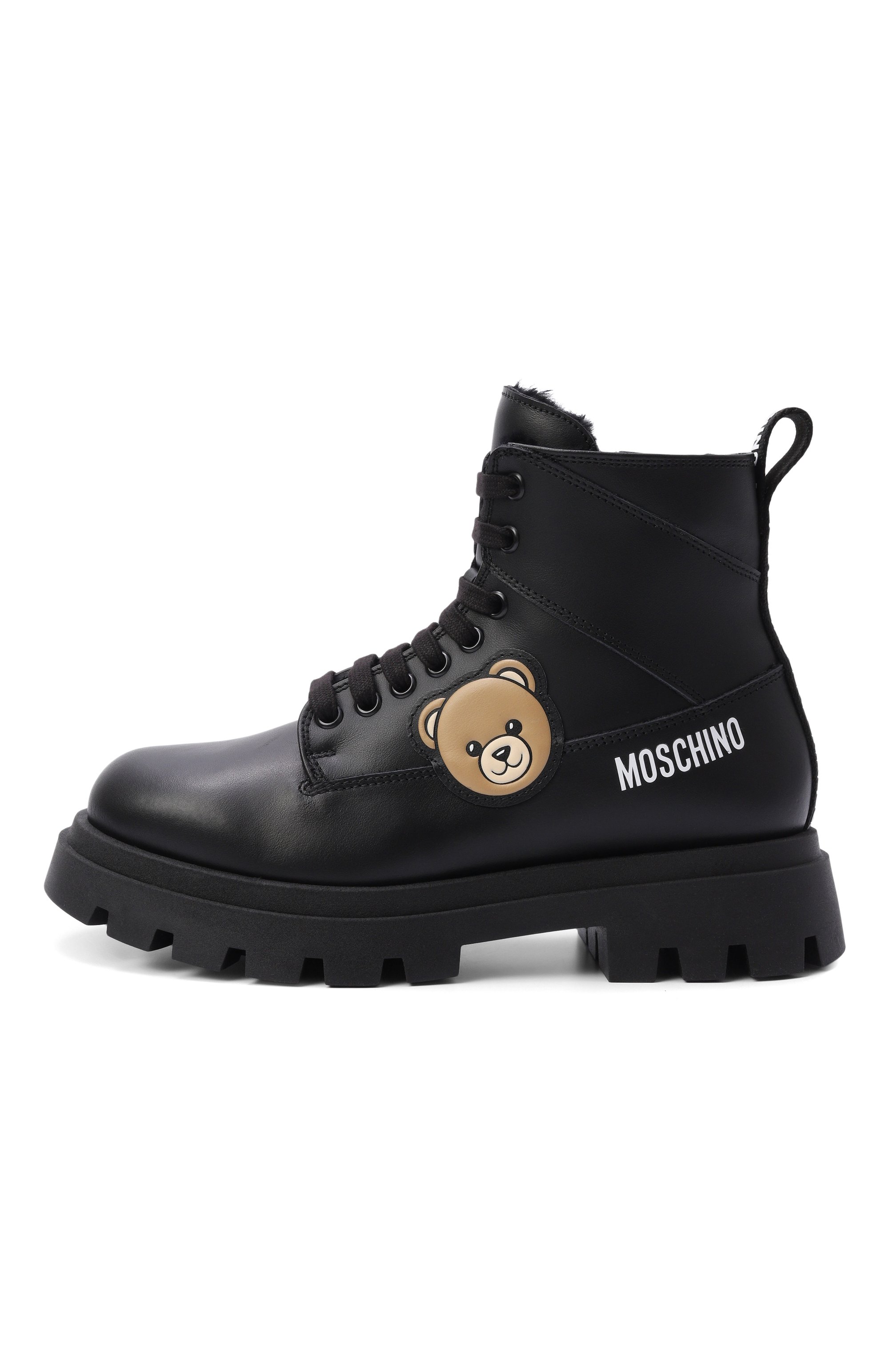 Кожаные ботинки MOSCHINO черного цвета по цене 42900 руб., арт. 84276/VAR2, фото 2 Кожаные ботинки MOSCHINO, арт. 84276/VAR2, фото 2