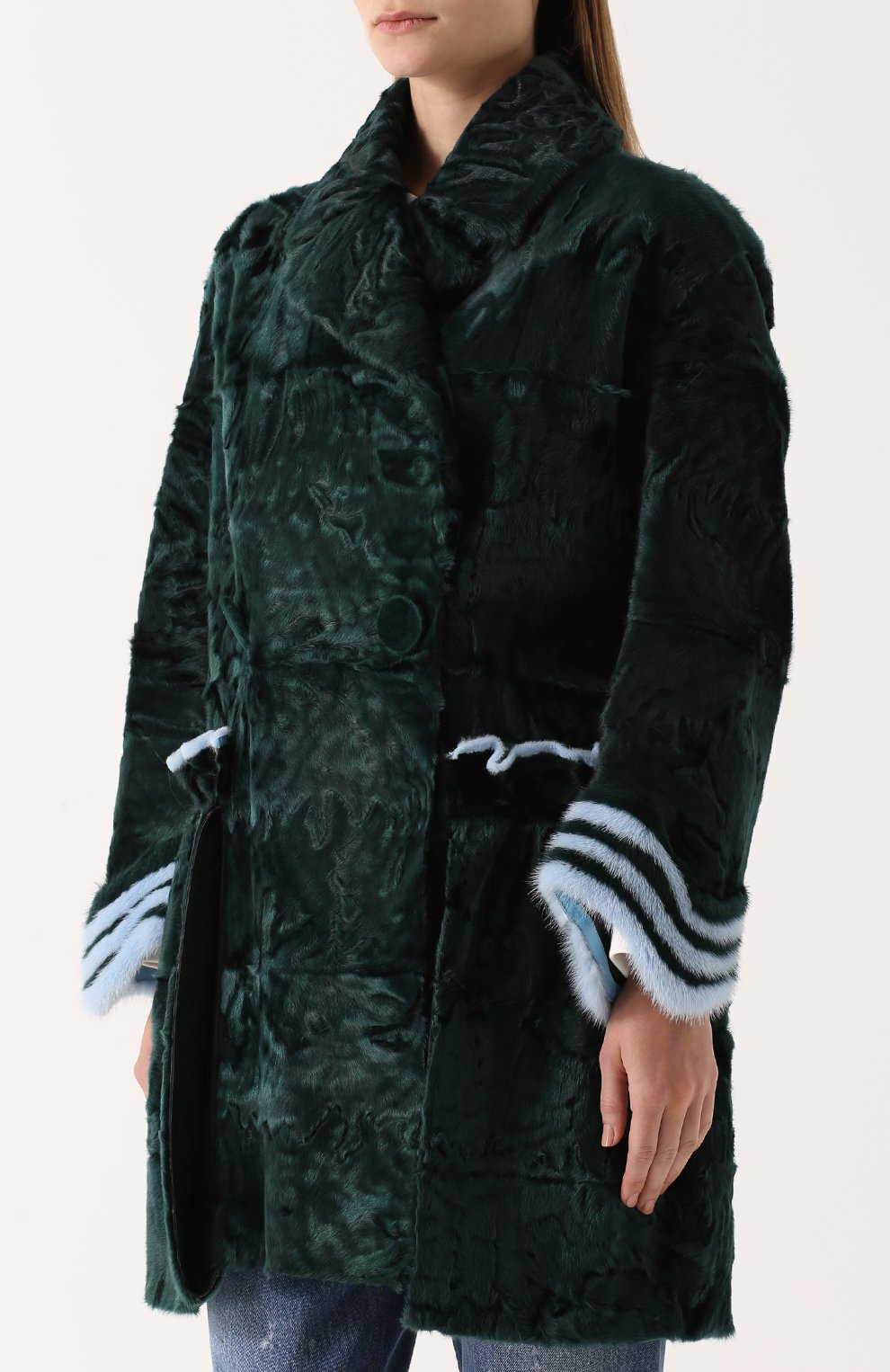 Шуба из каракуля с контрастной отделкой FENDI, арт. FNF70A/SDB, фото 3