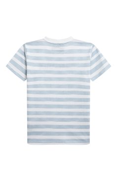 Детская хлопковая футболка TRUSSARDI JUNIOR голубого цвета, арт. TBP23012TS | Фото 2 (Рукава: Короткие; Материал внешний: Хлопок; Мальчики Кросс-КТ: Футболка-одежда; Материал сплава: Проставлено; Драгоценные камни: Проставлено)