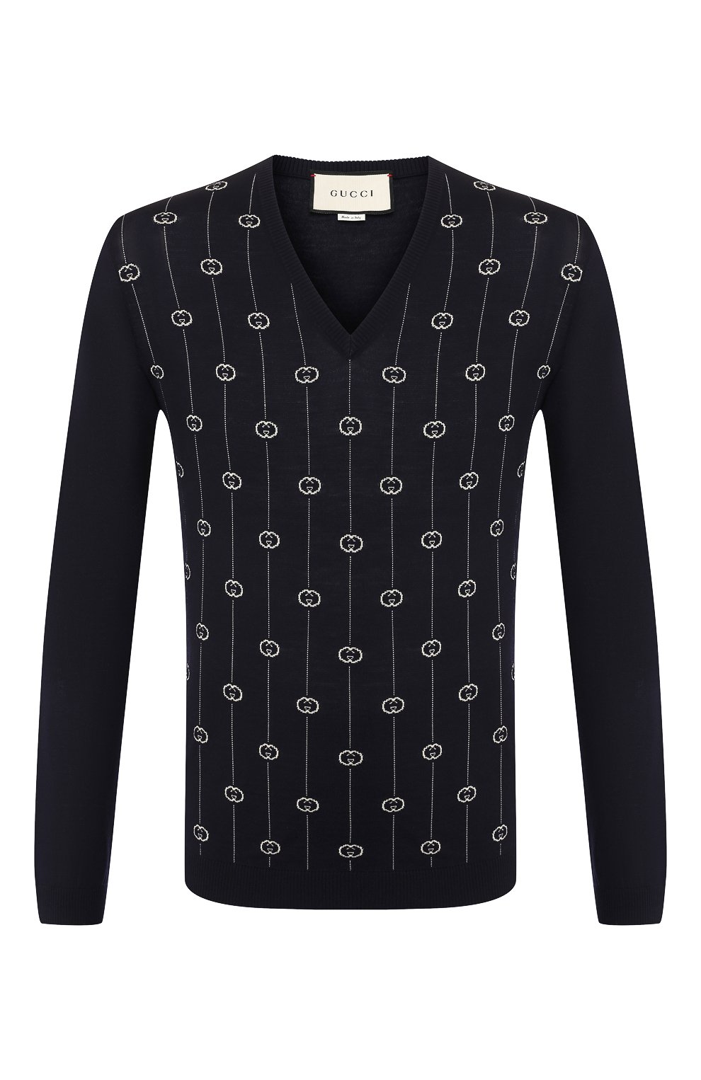 Шерстяной пуловер GUCCI синего цвета по цене 112320 руб., арт. 576902/XKAUM, фото 1 Шерстяной пуловер GUCCI, арт. 576902/XKAUM, фото 1