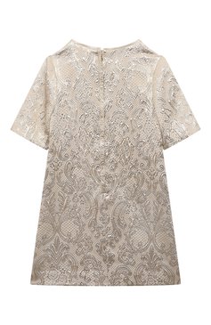 Детское платье DOLCE & GABBANA золотого цвета, арт. L53DS3/FJMWE/8-14 | Фото 2 (Случай: Вечерний; Рукава: Короткие; Материал внешний: Синтетический материал, Вискоза; Материал сплава: Проставлено; Драгоценные камни: Проставлено; Материал подклада: Шелк)