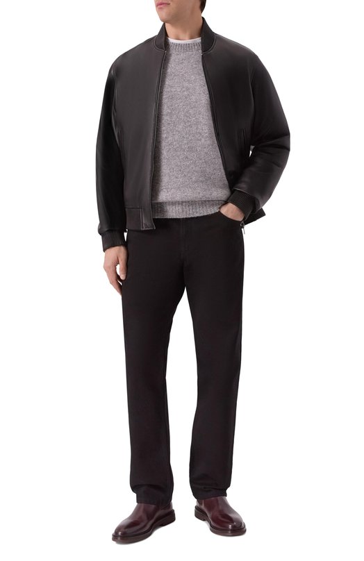 Кожаный бомбер MVST M25.1PM.0009/BIG SIZE/CREAM NAPA Чёрный  M25.1PM.0009/BIG SIZE/CREAM NAPA Фото 2