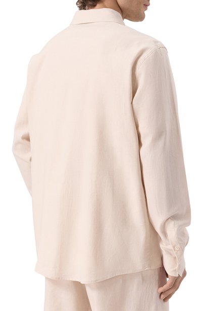 Рубашка изо льна и вискозы HINNOMINATE бежевого цвета по цене 17550 руб., арт. HMABM01347, фото 4 Рубашка изо льна и вискозы HINNOMINATE, арт. HMABM01347, фото 4