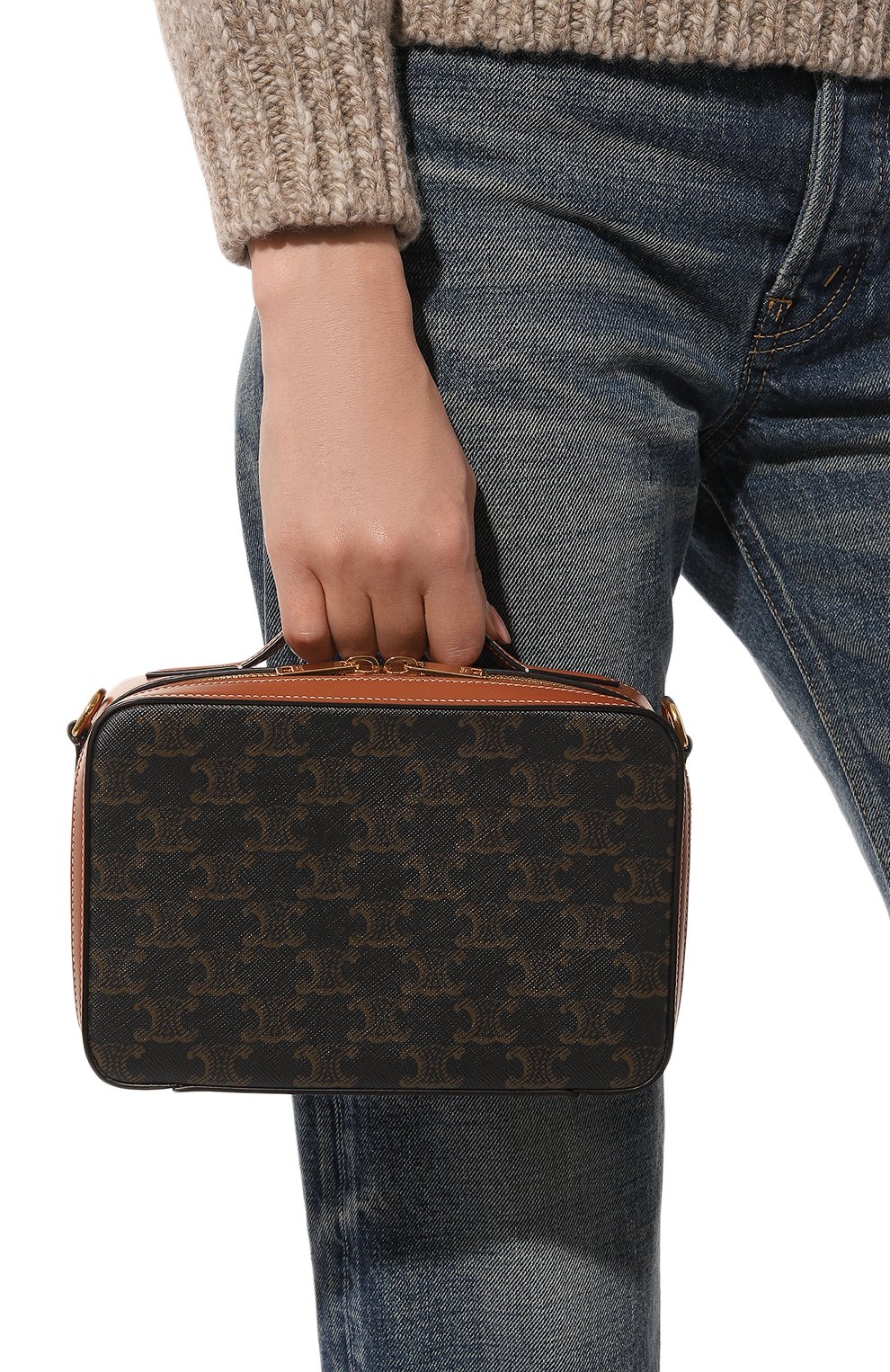 Сумка triomphe canvas CELINE коричневого цвета по цене 191000 руб., арт. 11387/2DNK, фото 2 Сумка triomphe canvas CELINE, арт. 11387/2DNK, фото 2