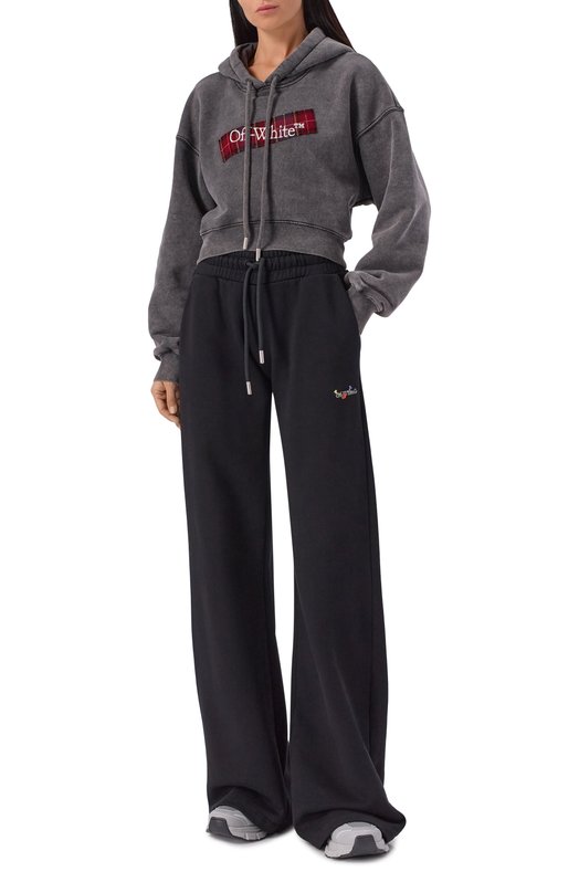 Хлопковое худи Off-White 0WBB056F25FLE003 Серый  0WBB056F25FLE003 Фото 2