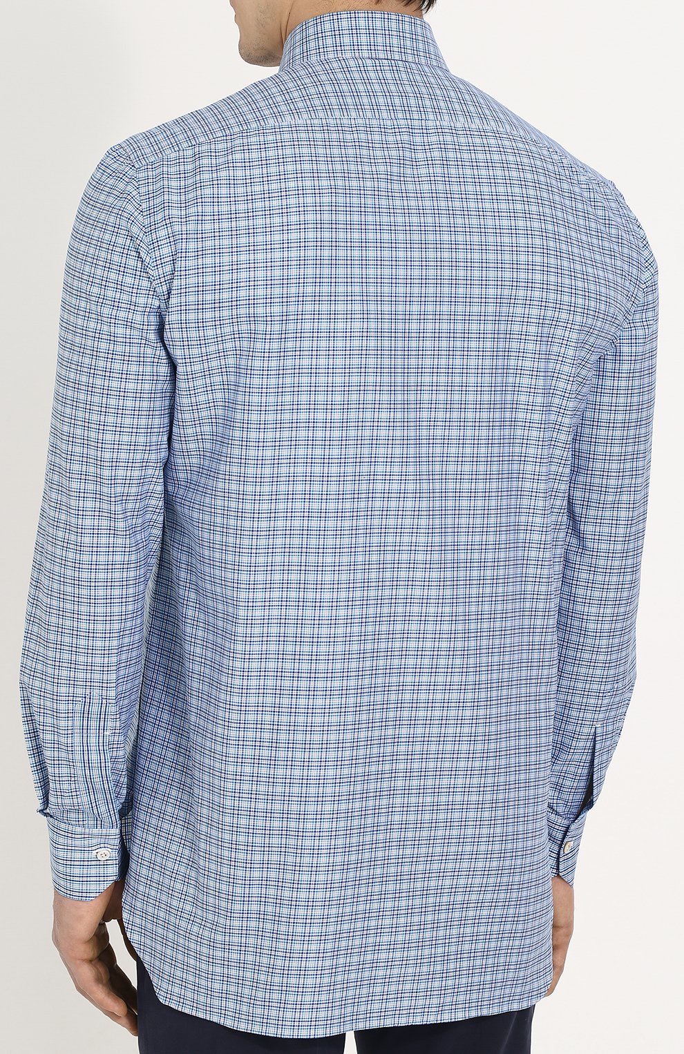 Хлопковая рубашка в клетку KITON, арт. UCIH0623810004, фото 4