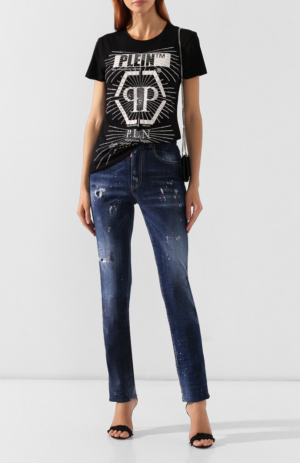 Джинсы с потертостями DSQUARED2 темно-синего цвета по цене 63850 руб., арт. S75LB0201/S30342, фото 2 Джинсы с потертостями DSQUARED2, арт. S75LB0201/S30342, фото 2