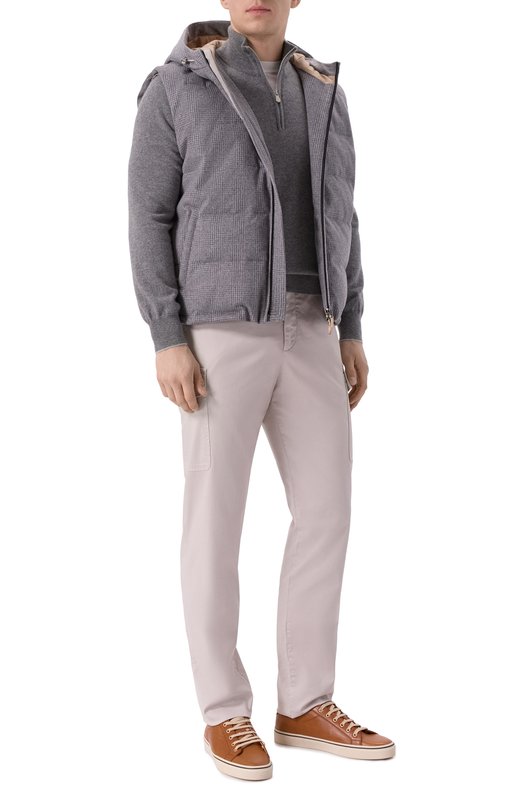 Кожаные кеды Brunello Cucinelli MZUSASP341 Коричневый  MZUSASP341 Фото 2