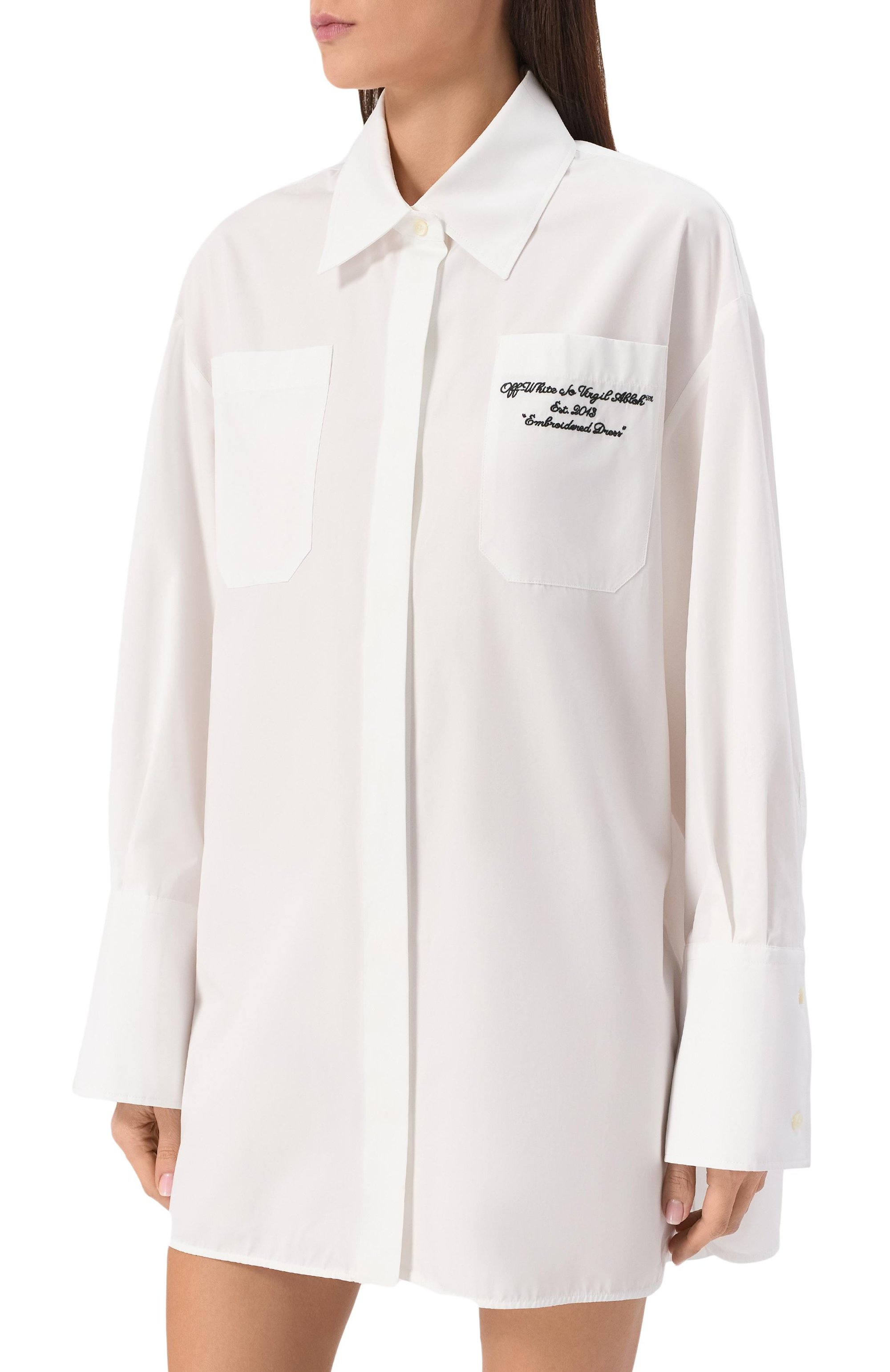 Хлопковое платье-рубашка OFF-WHITE, арт. 0WDG009S25FAB001, фото 3