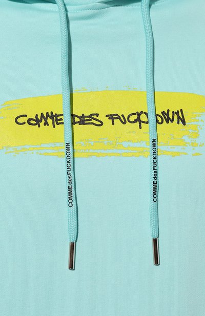 Хлопковое худи COMME DES FUCKDOWN бирюзового цвета по цене 21850 руб., арт. CDFU2190, фото 5 Хлопковое худи COMME DES FUCKDOWN, арт. CDFU2190, фото 5
