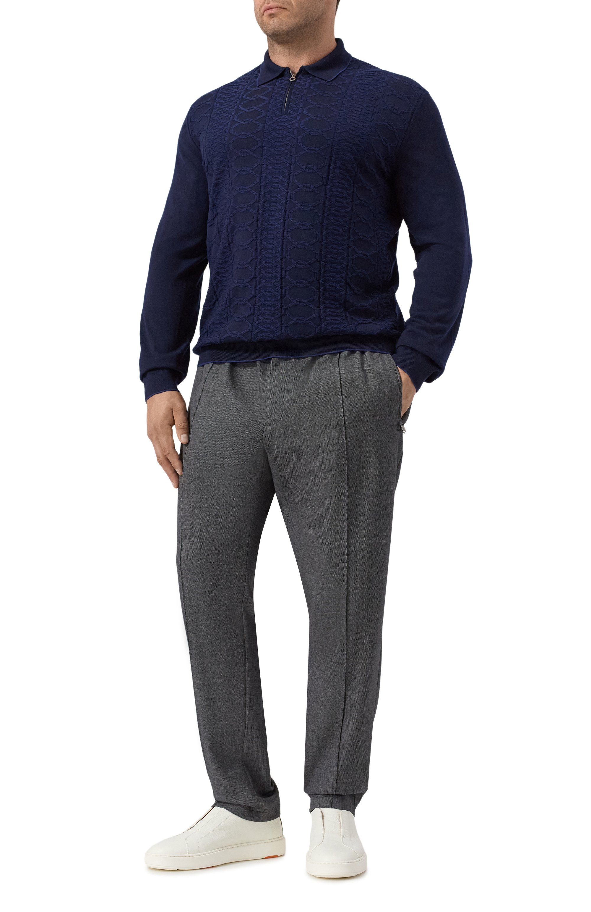 Брюки из шерсти и хлопка DOLCE & GABBANA темно-серого цвета по цене 89950 руб., арт. GYACET/GJ795, фото 2 Брюки из шерсти и хлопка DOLCE & GABBANA, арт. GYACET/GJ795, фото 2