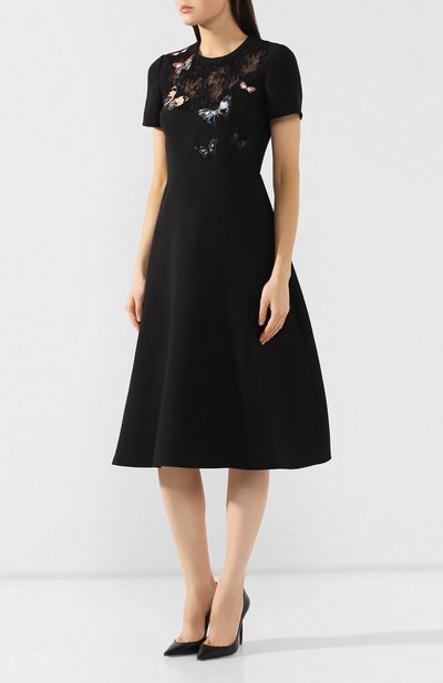 Платье из смеси шерсти и шелка VALENTINO черного цвета по цене 437000 руб., арт. SB3VANB91CF, фото 3 Платье из смеси шерсти и шелка VALENTINO, арт. SB3VANB91CF, фото 3